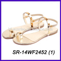 Silberne Dame Sandalen flache Dame Sandalen Luxus Bling Sandalen